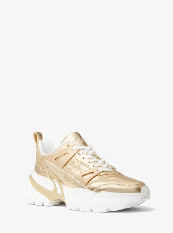 Damske Tenisky Michael Kors Nick Metallic Leather Zlate - Topanky Michael Kors Sleva | ISBOW-0839